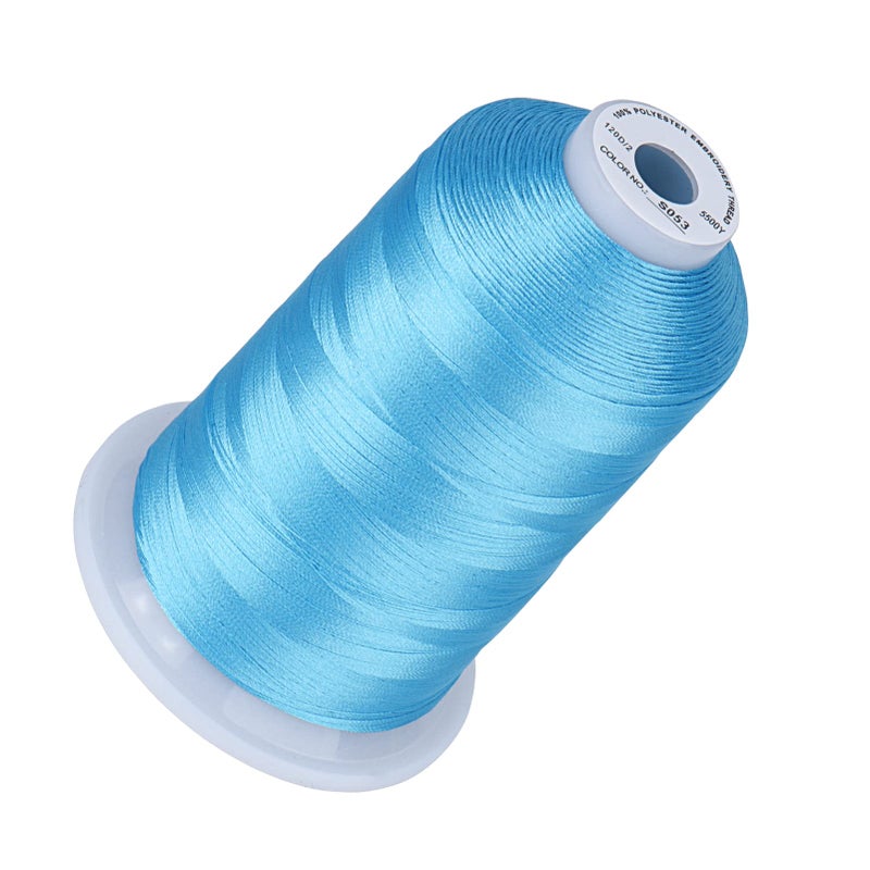 Simthread 5500Yds Embroidery Thread, 5000M High-Yardage 40WT 100% Polyester Thread - 170+ Vivid Colors, High-Speed Rated - Compatible with Brother, Singer, Janome & More - Turquoise S053 - Image 1